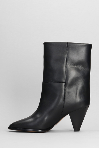 Shop Isabel Marant Rouxa High Heels Ankle Boots In Black Leather