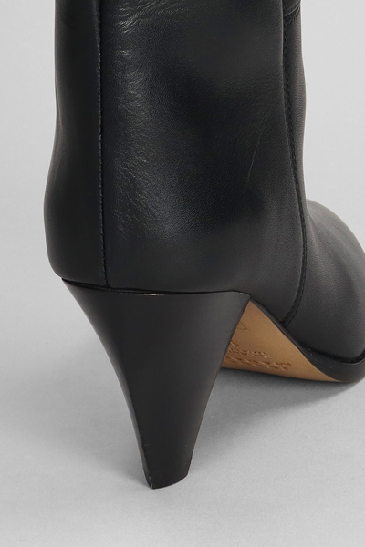 Shop Isabel Marant Rouxa High Heels Ankle Boots In Black Leather