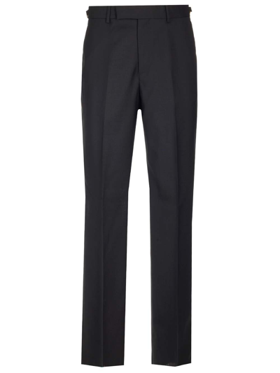 Shop Versace Tailored Wool Trousers In Black