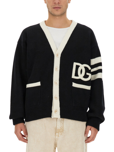 Shop Dolce & Gabbana English Rib Wool Cardigan In Nero