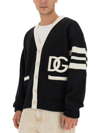 Dolce & Gabbana Man Cardigan Black Size Xl Virgin Wool, Wool, Acrylic, Polyester In Black