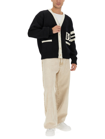Dolce & Gabbana Man Cardigan Black Size Xl Virgin Wool, Wool, Acrylic, Polyester In Black