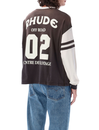 Shop Rhude Triple R Contrast Long-sleeved T-shirt In Brown/white