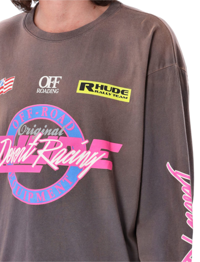 Shop Rhude Desert Racing Long-sleeved T-shirt In Vintage Grey