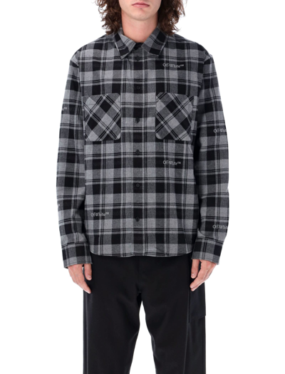 Shop Off-white Check Flann Shirt In Black