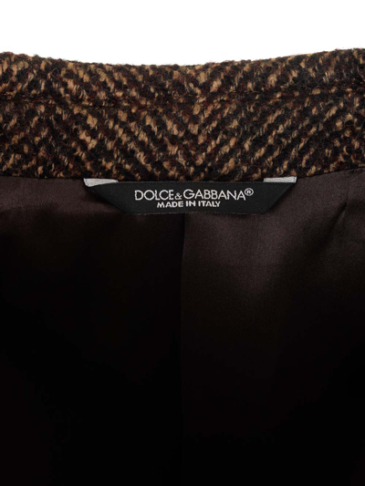 Shop Dolce & Gabbana Wool And Alpaca Herringbone Coat In Brown
