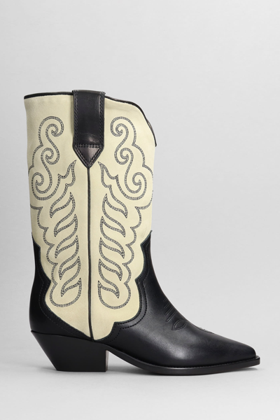 Shop Isabel Marant Duerto Texan Boots In Black Suede And Leather