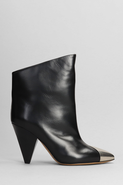 Shop Isabel Marant Lapio High Heels Ankle Boots In Black Leather