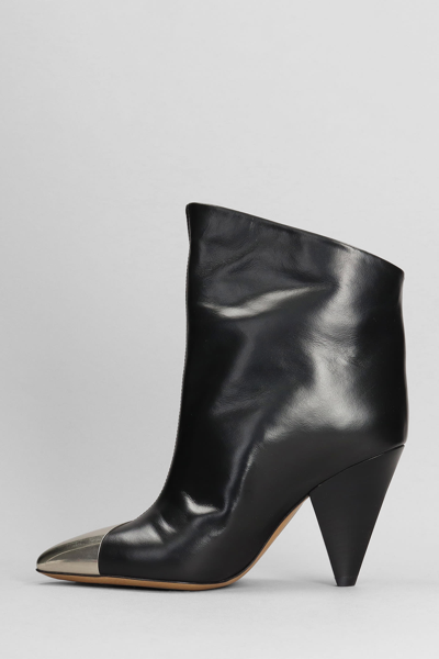 Shop Isabel Marant Lapio High Heels Ankle Boots In Black Leather