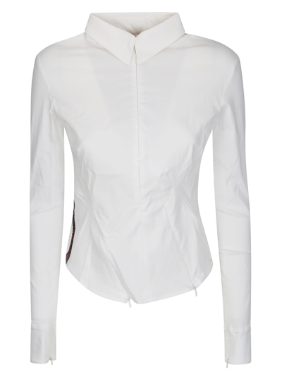 Shop Ottolinger Fitted Zip Shirt In Ofwhit