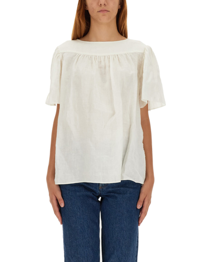 Shop Aspesi Cotton Shirt In Bianco