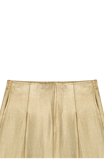 Shop Truce Kids' High Waist Wide Leg Metallic Pants In Gold