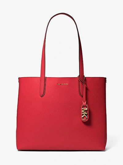 Shop Michael Kors Eliza Extra-large Pebbled Leather Reversible Tote Bag In Red
