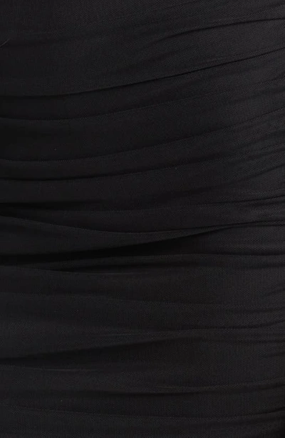 Shop Lnl Illusion Mesh Long Sleeve Body-con Minidress In Black