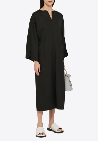 Shop By Malene Birger Cais V-neck Midi Dress In Black