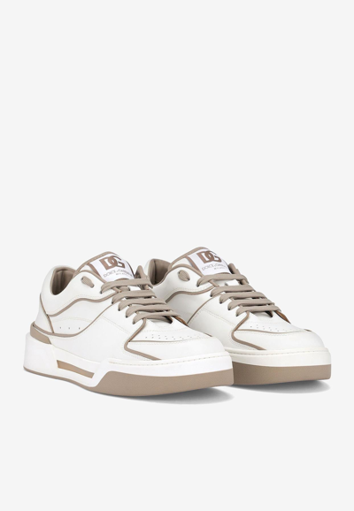 Shop Dolce & Gabbana Calfskin New Roma Low-top Sneakers In White
