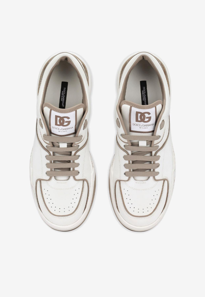 Dolce & Gabbana New Roma White Leather Sneakers In Multicolour