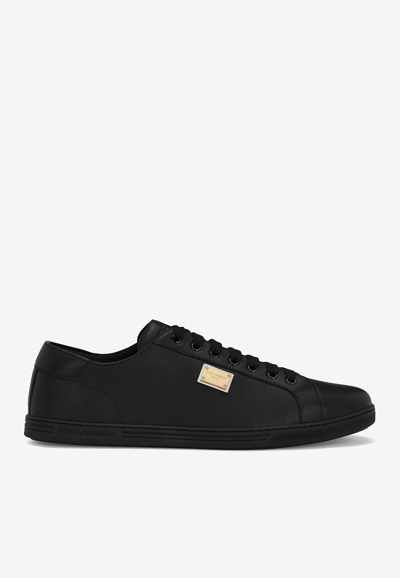 Shop Dolce & Gabbana Calfskin Saint Tropez Low-top Sneakers In Black