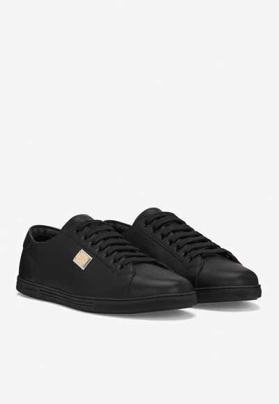 Shop Dolce & Gabbana Calfskin Saint Tropez Low-top Sneakers In Black