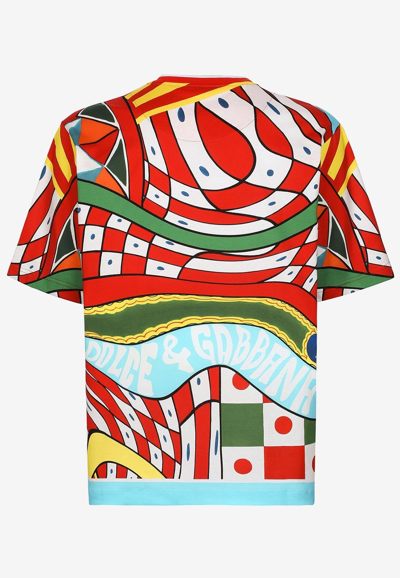 Dolce & Gabbana Cotton T-shirt With Carretto Print In Multicolor