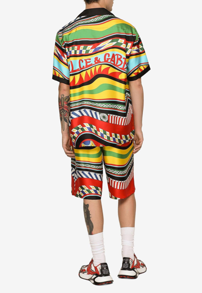 Shop Dolce & Gabbana Carretto-print Silk Twill Shirt In Multicolor