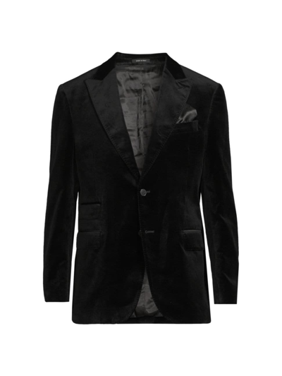 Shop Saks Fifth Avenue Men's Collection Classic Velvet Jacket In Moonless
