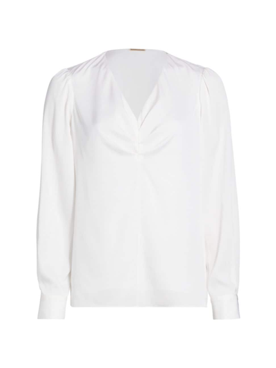 Shop Elie Tahari Women's Draped Silk-blend Blouse In Sky White