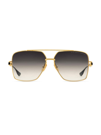 Shop Dita Eyewear Men's Grand-emperik 61mm Navigator Sunglasses In Yellow Gold Matte Black