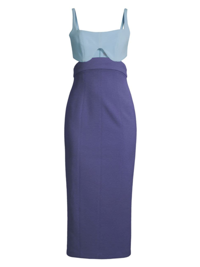 Shop Misha Women's Fernanda Two-toned Midi-dress In Baby Blue And Denim Blue