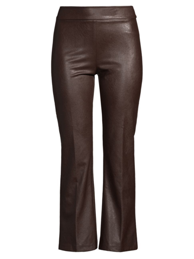 Shop Avenue Montaigne Women's Leo Faux-leather Crop Pants In Brown Pleather