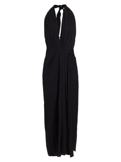 Shop Johanna Ortiz Women's Jacquard Halterneck Midi-dress In Black