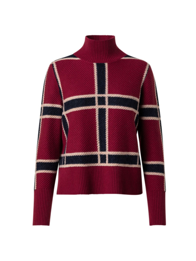 Shop Akris Punto Women's Check Wool-blend Turtleneck Sweater In Neutral