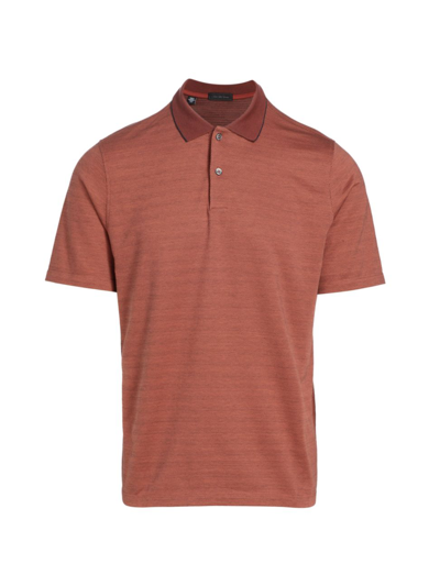 Shop Saks Fifth Avenue Men's Collection Chevron Polo Shirt In Mineral Red