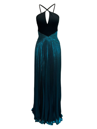 Shop Dress The Population Women's Tuuli Pleated Fit & Flare Maxi Dress In Deep Teal