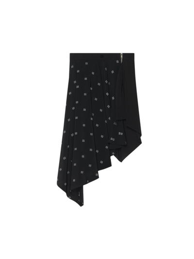 Shop Givenchy Women's Asymmetric Skirt In 4g Silk In Black Silvery