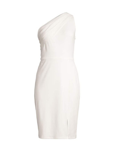 Shop Laundry By Shelli Segal Women's Draped One-shoulder Knee-length Dress In Ivory