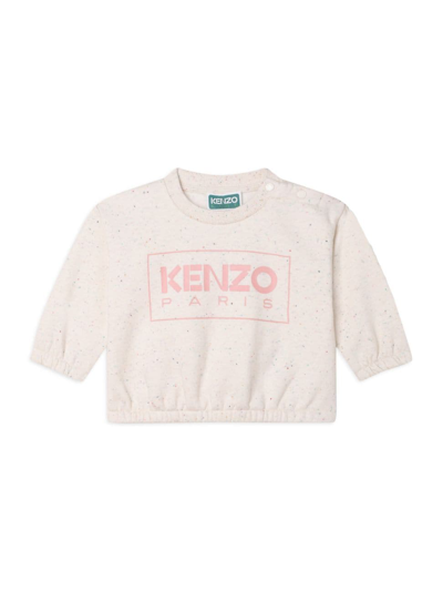 Shop Kenzo Baby Girl's & Little Girl's Logo Speckled Crewneck Sweatshirt In Wicker