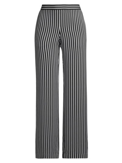 Shop Michael Michael Kors Women's Vintage Stripe Straight-leg Pants In Black