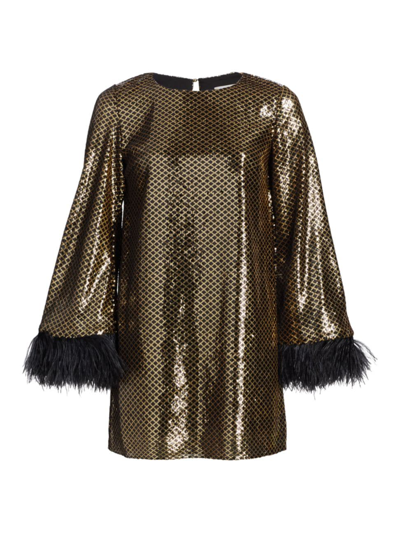 Shop Borgo De Nor Women's Cocoa Feather & Sequin Minidress In Gold Black
