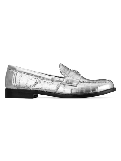 Shop Tory Burch Women's Classic Metallic Loafers In Silver