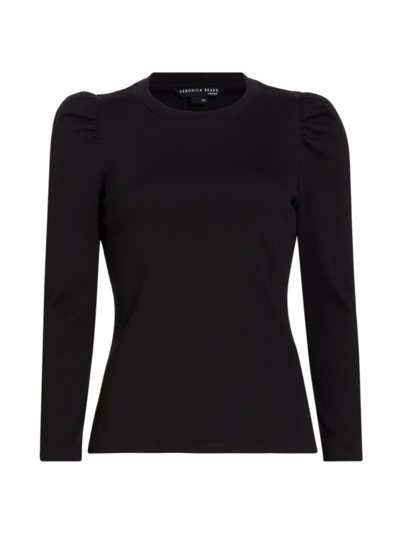 Shop Veronica Beard Women's Britney Cotton Puff-sleeve Top In Black