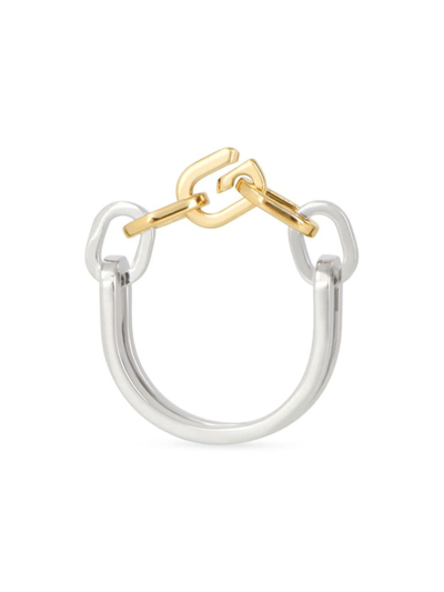 Shop Givenchy Women's G Link Two Tone Ring In Golden Silvery
