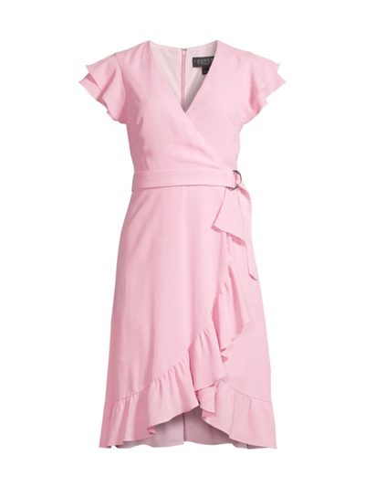 Shop Laundry By Shelli Segal Women's Belted Flutter-sleeve Dress In Pink