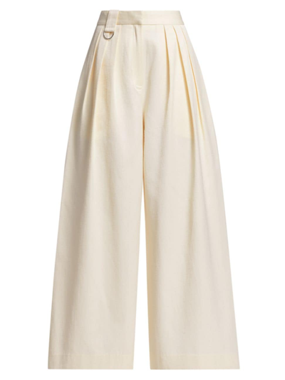 Shop Co Women's Pleated Wide-leg Pants In Ivory
