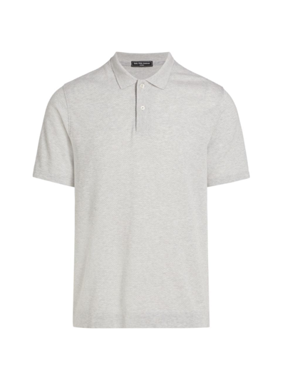 Shop Saks Fifth Avenue Men's Slim-fit Cotton & Linen-blend Polo Shirt In Gull