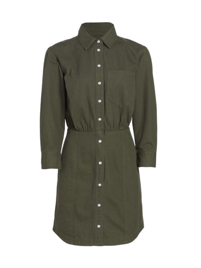 Shop Veronica Beard Women's Keston Twill Mini-shirtdress In Army Green