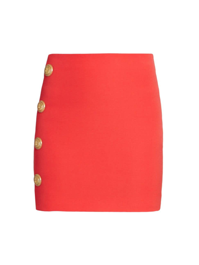 Shop Balmain Women's Virgin Wool Miniskirt In Red