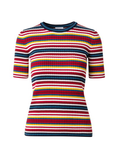 Shop Akris Punto Women's Striped Knit Wool Top In Neutral