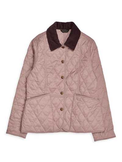 Shop Barbour Little Girl's & Girl's Liddesdale Quilted Jacket In Gardenia