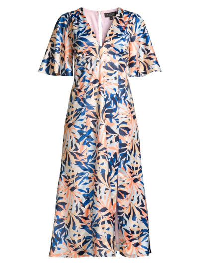 Shop Laundry By Shelli Segal Women's Tropical-print Midi-dress In Abstract Palm
